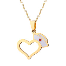 Custom Enamel Open Heart Nurse Pendant Necklace Jewelry